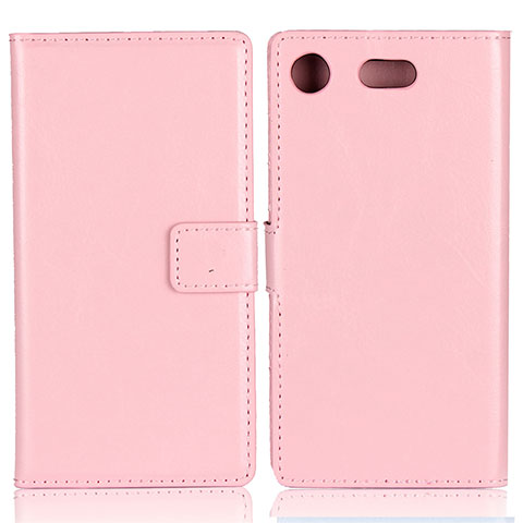 Coque Clapet Portefeuille Livre Cuir L01 pour Sony Xperia XZ1 Compact Rose