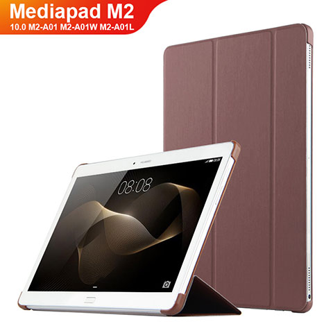 Coque Clapet Portefeuille Livre Cuir L02 pour Huawei MediaPad M2 10.0 M2-A01 M2-A01W M2-A01L Marron