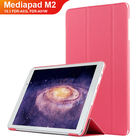 Coque Clapet Portefeuille Livre Cuir L02 pour Huawei MediaPad M2 10.1 FDR-A03L FDR-A01W Rouge