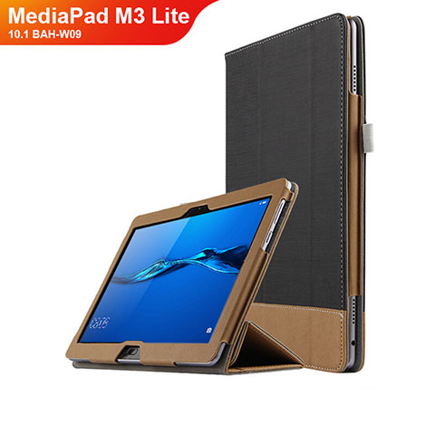 Coque Clapet Portefeuille Livre Cuir L02 pour Huawei MediaPad M3 Lite 10.1 BAH-W09 Noir