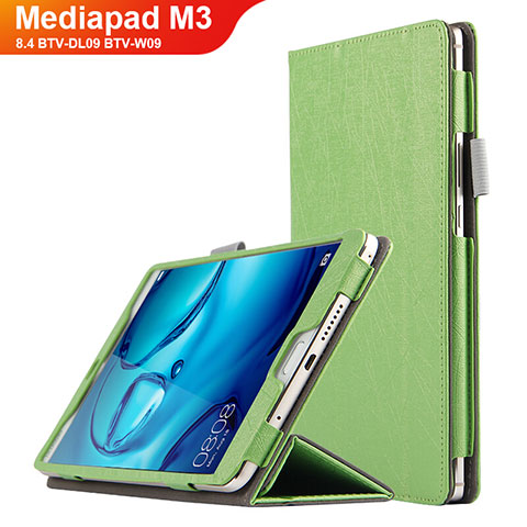 Coque Clapet Portefeuille Livre Cuir L04 pour Huawei Mediapad M3 8.4 BTV-DL09 BTV-W09 Vert