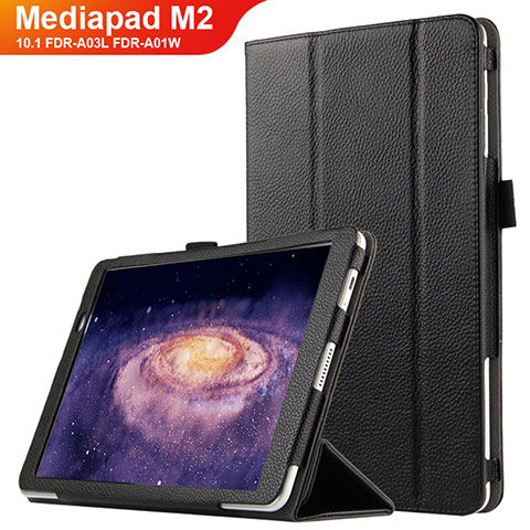 Coque Clapet Portefeuille Livre Cuir pour Huawei MediaPad M2 10.1 FDR-A03L FDR-A01W Noir