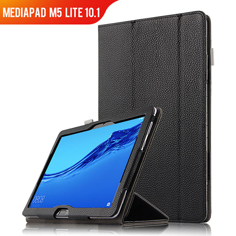 Coque Clapet Portefeuille Livre Cuir pour Huawei MediaPad M5 Lite 10.1 Noir