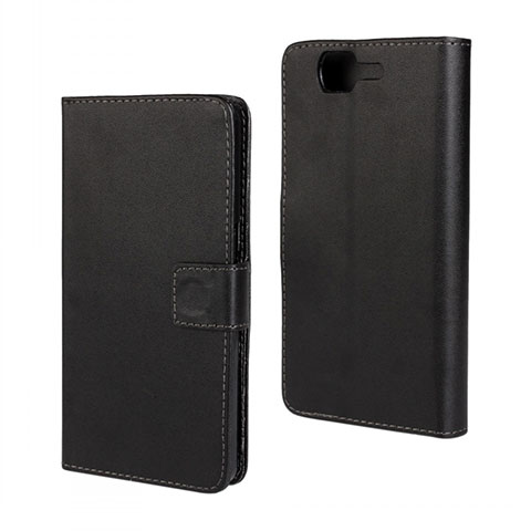 Coque Clapet Portefeuille Livre Cuir pour Wiko Highway Noir