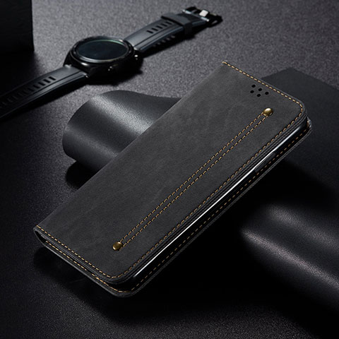 Coque Clapet Portefeuille Livre Tissu B01S pour Huawei Honor 70 Pro 5G Noir