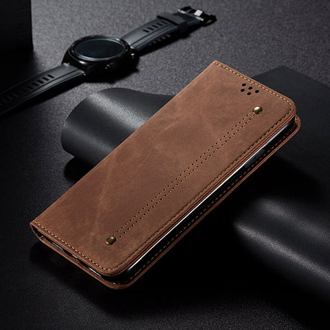 Coque Clapet Portefeuille Livre Tissu B01S pour Oppo A2 5G Marron