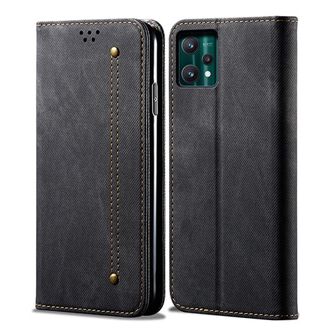 Coque Clapet Portefeuille Livre Tissu B01S pour Realme 9 Pro+ Plus 5G Noir