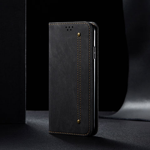Coque Clapet Portefeuille Livre Tissu B01S pour Samsung Galaxy A81 Noir