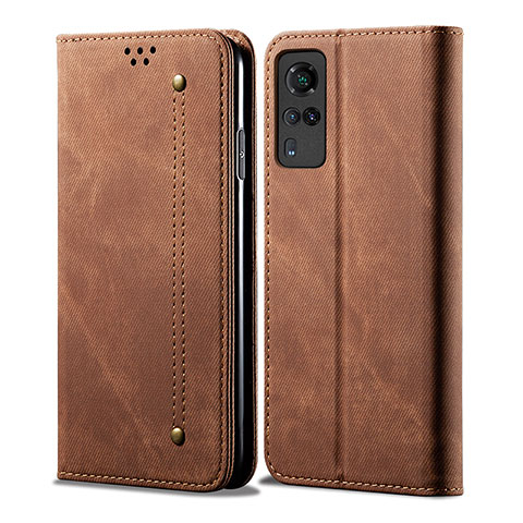 Coque Clapet Portefeuille Livre Tissu B01S pour Vivo Y31 (2021) Marron