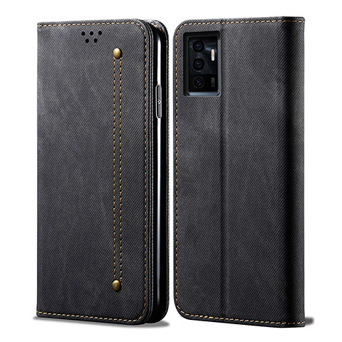 Coque Clapet Portefeuille Livre Tissu B01S pour Vivo Y75 4G Noir