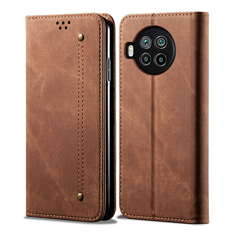 Coque Clapet Portefeuille Livre Tissu B01S pour Xiaomi Mi 10i 5G Marron