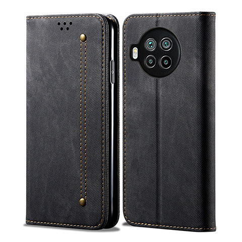 Coque Clapet Portefeuille Livre Tissu B01S pour Xiaomi Mi 10i 5G Noir