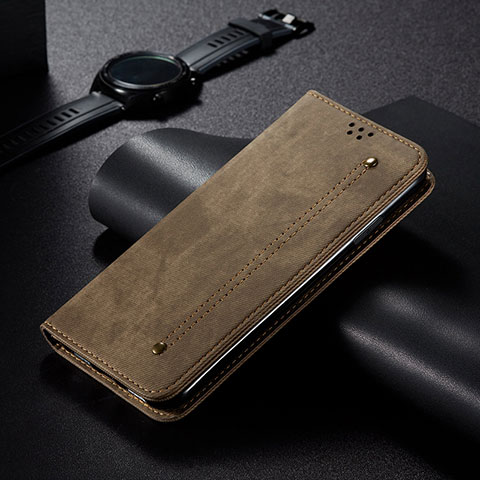 Coque Clapet Portefeuille Livre Tissu B01S pour Xiaomi Mi 11T 5G Kaki