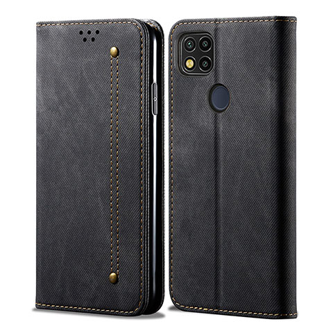 Coque Clapet Portefeuille Livre Tissu B01S pour Xiaomi POCO C31 Noir