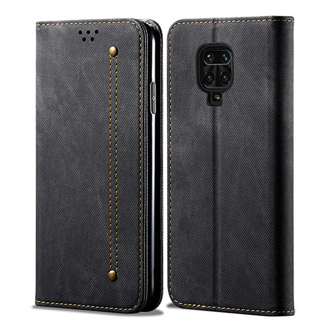 Coque Clapet Portefeuille Livre Tissu B01S pour Xiaomi Poco M2 Pro Noir