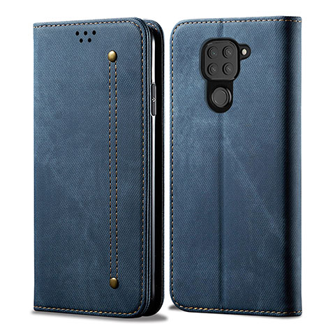 Coque Clapet Portefeuille Livre Tissu B01S pour Xiaomi Redmi 10X 4G Bleu