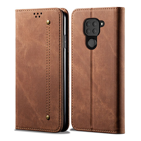 Coque Clapet Portefeuille Livre Tissu B01S pour Xiaomi Redmi 10X 4G Marron