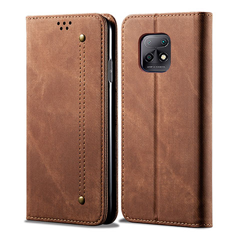 Coque Clapet Portefeuille Livre Tissu B01S pour Xiaomi Redmi 10X 5G Marron