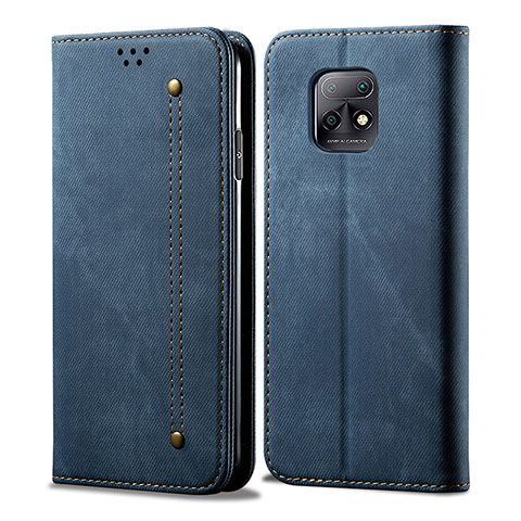 Coque Clapet Portefeuille Livre Tissu B01S pour Xiaomi Redmi 10X Pro 5G Bleu