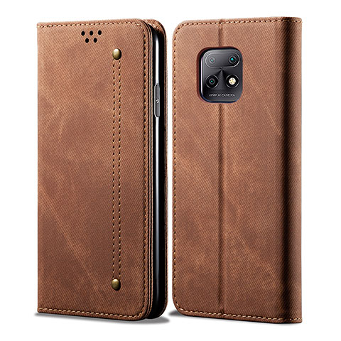 Coque Clapet Portefeuille Livre Tissu B01S pour Xiaomi Redmi 10X Pro 5G Marron