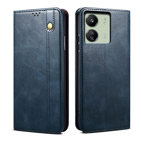 Coque Clapet Portefeuille Livre Tissu B01S pour Xiaomi Redmi 13C Bleu