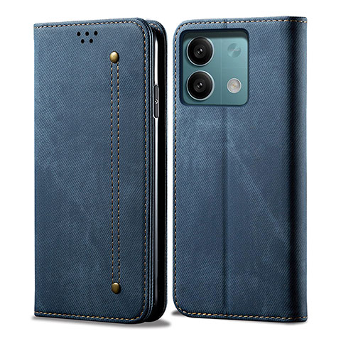 Coque Clapet Portefeuille Livre Tissu B01S pour Xiaomi Redmi Note 13 5G Bleu