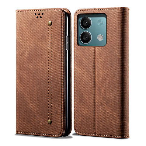 Coque Clapet Portefeuille Livre Tissu B01S pour Xiaomi Redmi Note 13 5G Marron