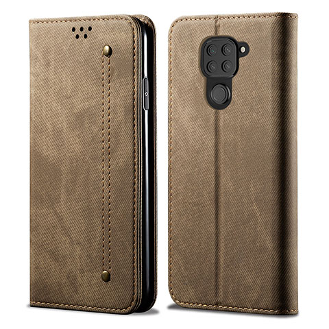 Coque Clapet Portefeuille Livre Tissu B01S pour Xiaomi Redmi Note 9 Kaki