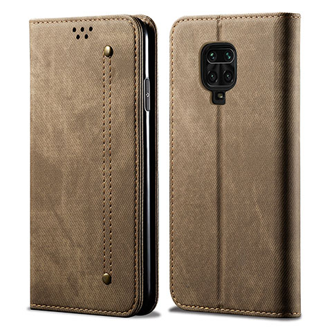 Coque Clapet Portefeuille Livre Tissu B01S pour Xiaomi Redmi Note 9S Kaki