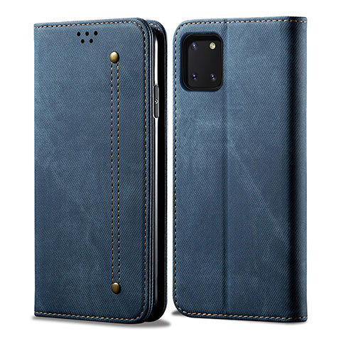 Coque Clapet Portefeuille Livre Tissu B02S pour Samsung Galaxy Note 10 Lite Bleu