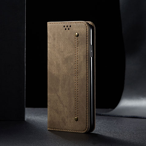 Coque Clapet Portefeuille Livre Tissu B02S pour Xiaomi Redmi 9AT Kaki