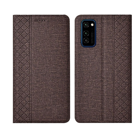 Coque Clapet Portefeuille Livre Tissu H01 pour Huawei Honor View 30 Pro 5G Marron