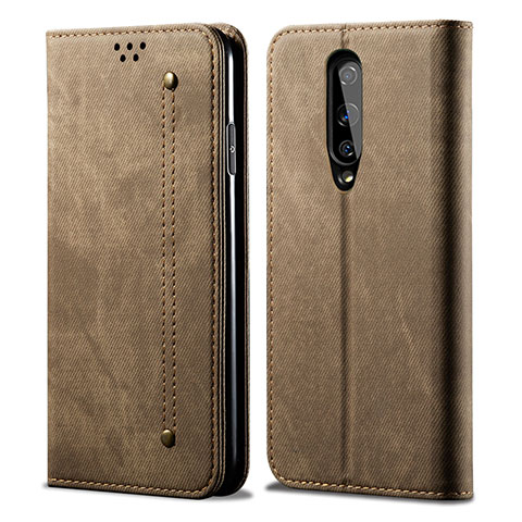 Coque Clapet Portefeuille Livre Tissu H01 pour OnePlus 8 Orange