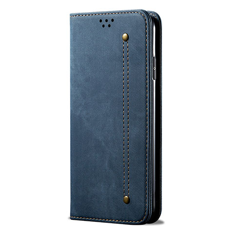 Coque Clapet Portefeuille Livre Tissu H01 pour OnePlus 8 Pro Bleu