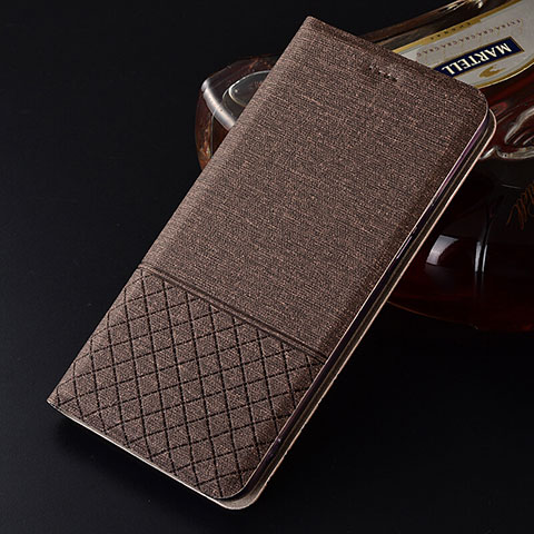 Coque Clapet Portefeuille Livre Tissu H01 pour Oppo R15X Marron