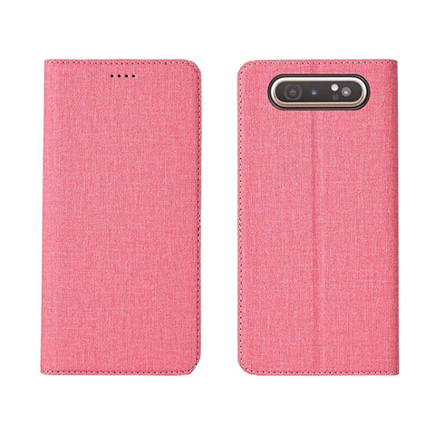 Coque Clapet Portefeuille Livre Tissu H01 pour Samsung Galaxy A90 4G Rose