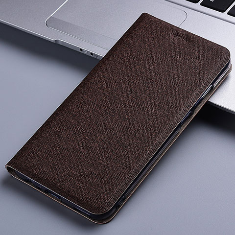 Coque Clapet Portefeuille Livre Tissu H12P pour Apple iPhone Xs Marron