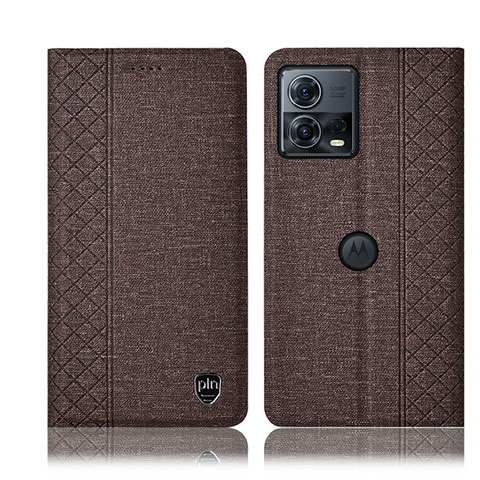 Coque Clapet Portefeuille Livre Tissu H12P pour Motorola Moto Edge 30 Fusion 5G Marron