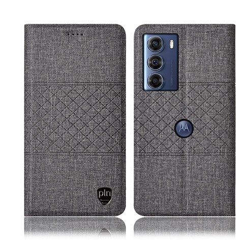 Coque Clapet Portefeuille Livre Tissu H12P pour Motorola Moto Edge S30 5G Gris