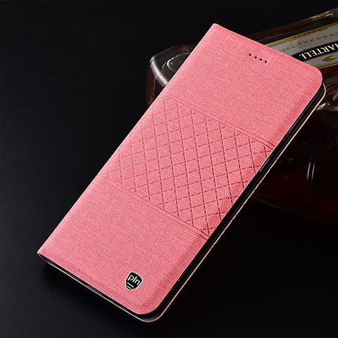 Coque Clapet Portefeuille Livre Tissu H12P pour Motorola Moto G Play (2023) Rose