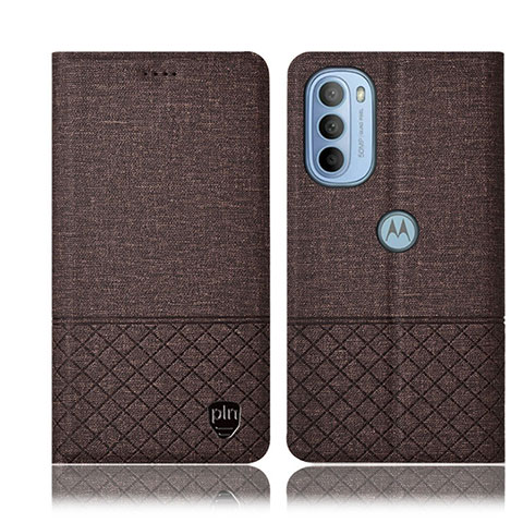 Coque Clapet Portefeuille Livre Tissu H12P pour Motorola Moto G31 Marron