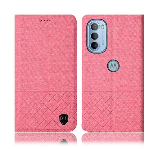 Coque Clapet Portefeuille Livre Tissu H12P pour Motorola Moto G31 Rose