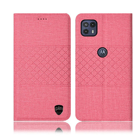 Coque Clapet Portefeuille Livre Tissu H12P pour Motorola Moto G50 5G Rose