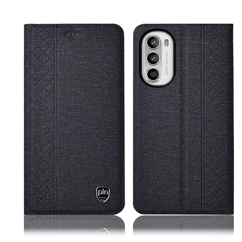 Coque Clapet Portefeuille Livre Tissu H12P pour Motorola Moto G82 5G Noir