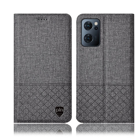 Coque Clapet Portefeuille Livre Tissu H12P pour OnePlus Nord CE 2 5G Gris