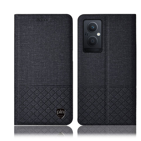 Coque Clapet Portefeuille Livre Tissu H12P pour OnePlus Nord N20 5G Noir