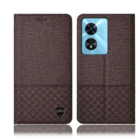 Coque Clapet Portefeuille Livre Tissu H12P pour Oppo A1 5G Marron