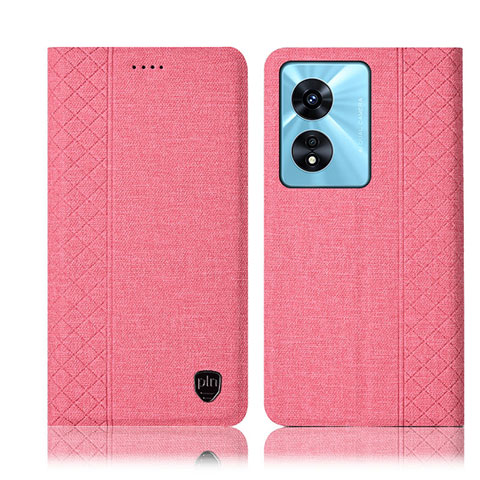 Coque Clapet Portefeuille Livre Tissu H12P pour Oppo A18 Rose