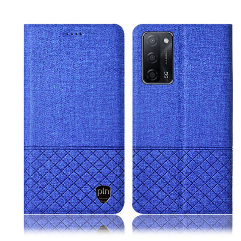 Coque Clapet Portefeuille Livre Tissu H12P pour Oppo A53s 5G Bleu