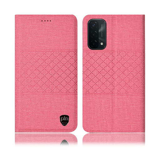 Coque Clapet Portefeuille Livre Tissu H12P pour Oppo A54 5G Rose